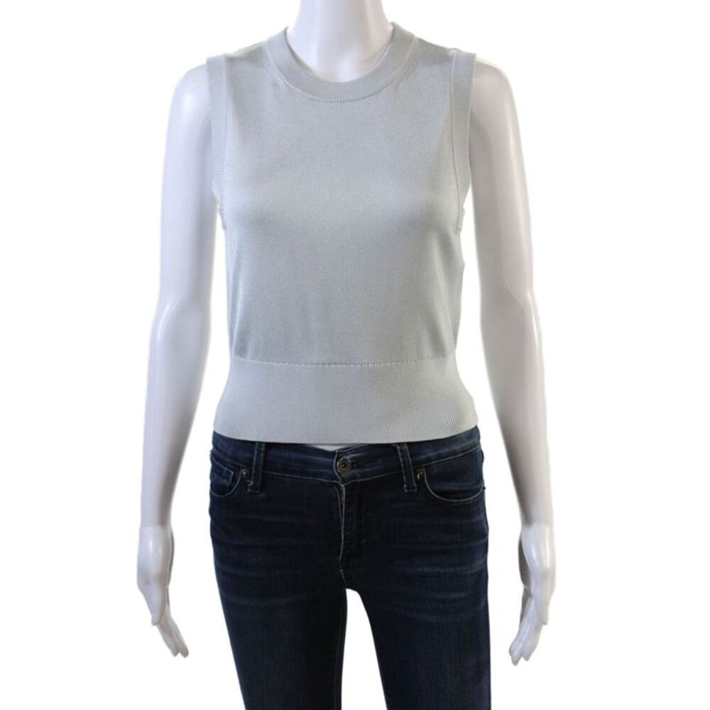 Galvan London Womens Round Neck Sleeveless Pullover Knit Top Blue Size S